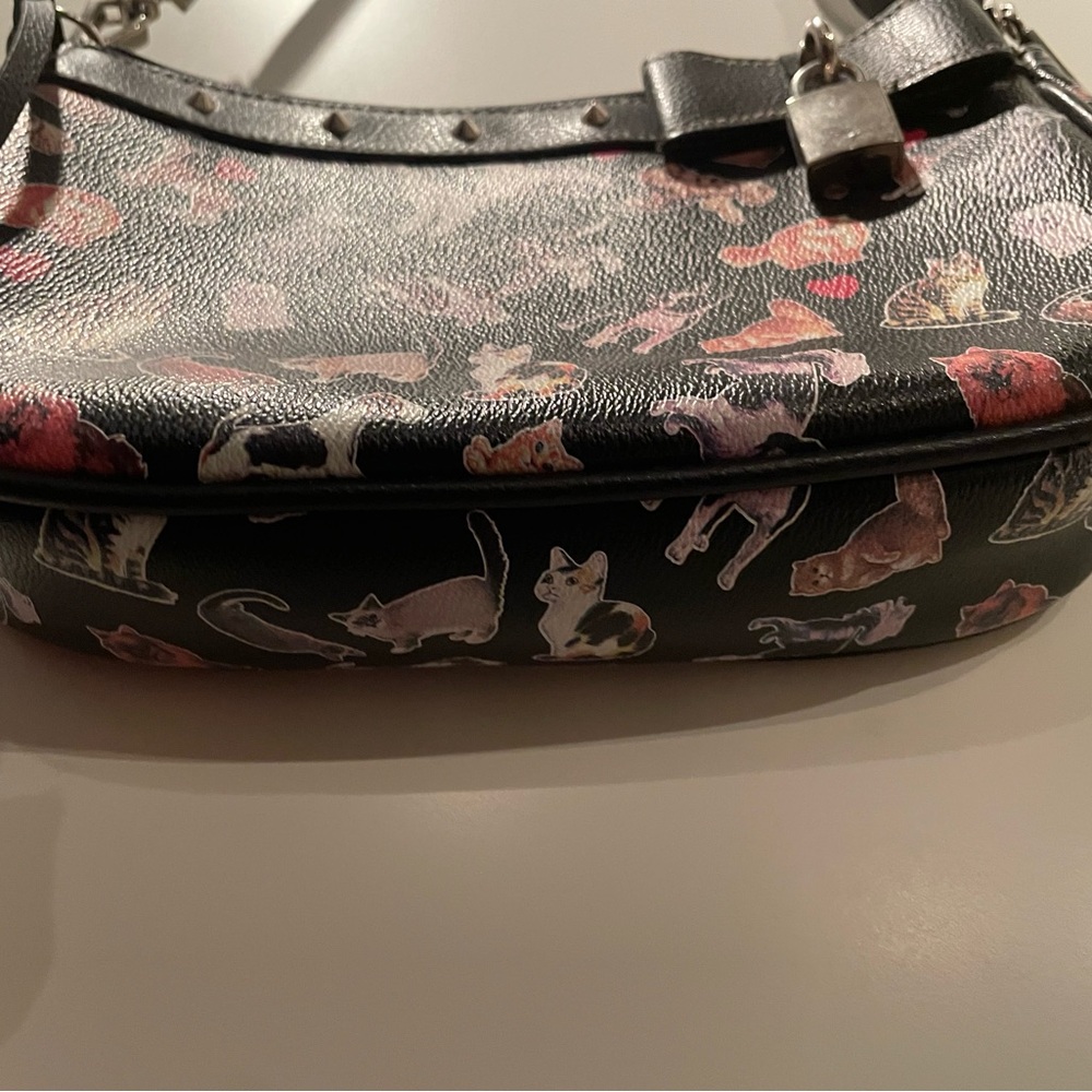 Dog/Cat Vintage Small Shoulder Bag (7x10) Black Vegan Leather pre owned - Picture 5 of 8